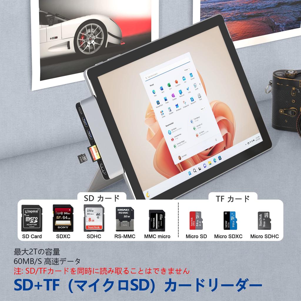 Hub USB Surface Pro Thunerbolt 4 Dane PD Port 4K HDMI 2x Gniazdo Kart Wieloportowy Hub Surface Pro 9 Potrójny Wyświetlacz Pro Stacja Konwertująca Surface Pro X