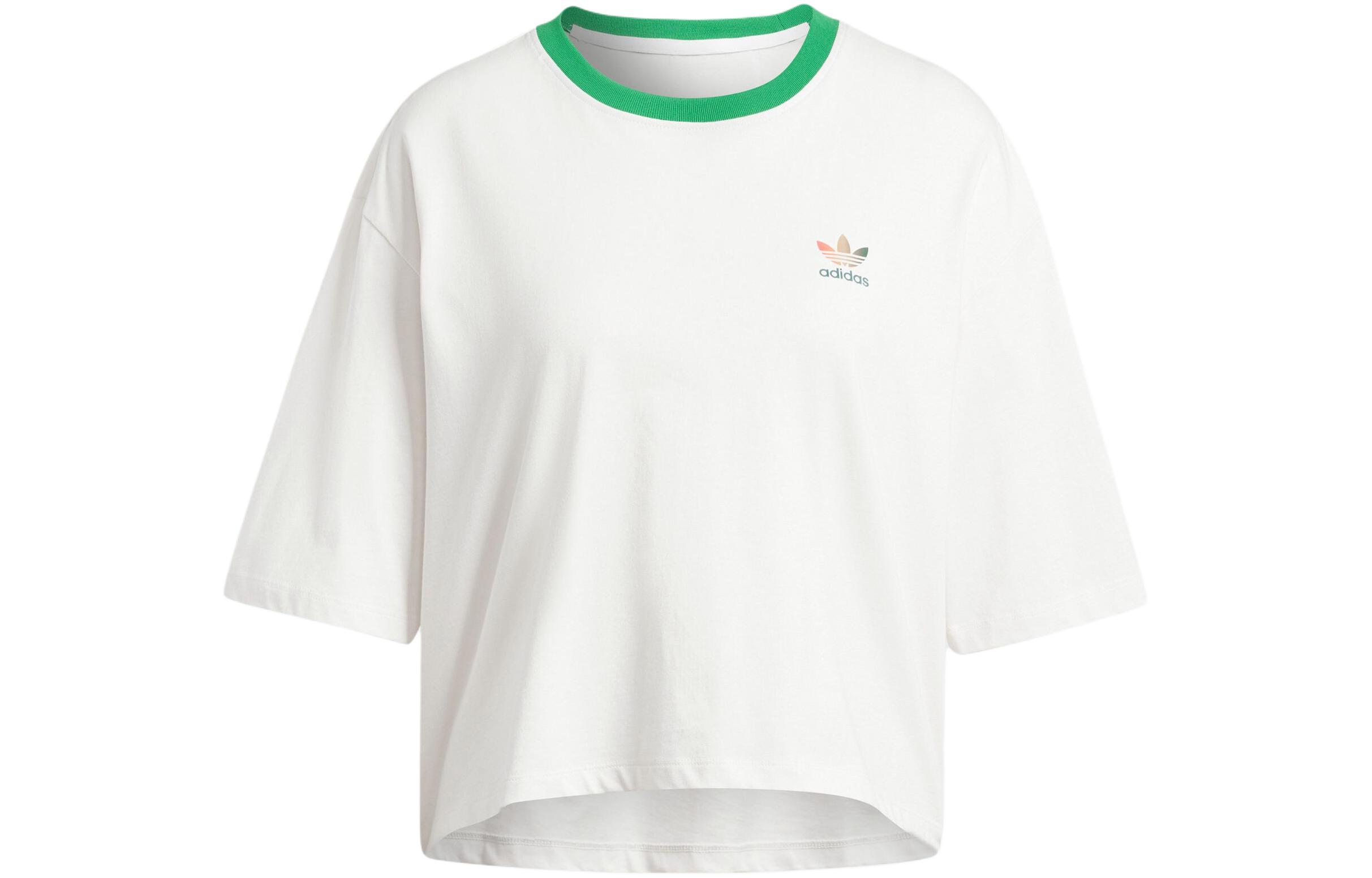 adidas originals Women ss Logo Print Crewneck Sport T-Shirt White IS0312 M