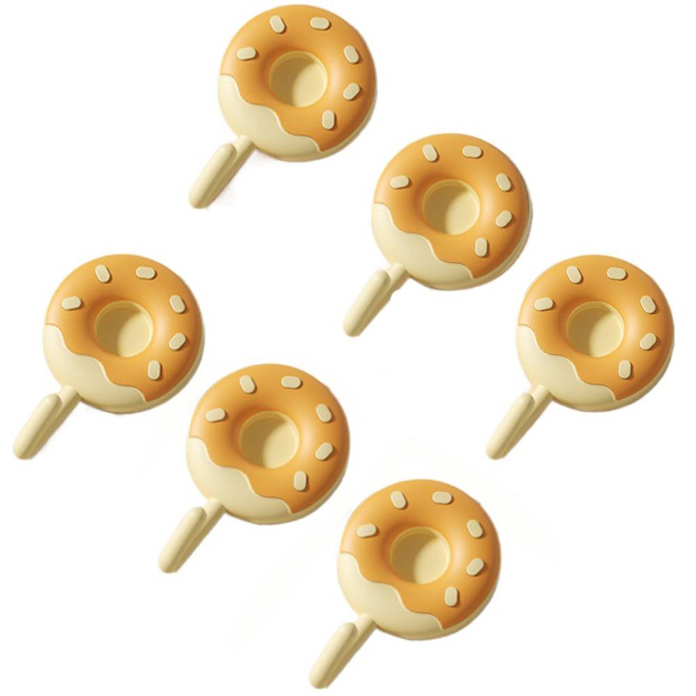 6Pcs Self-adhesive Donut Shape Hooks Wall Mounted Clothes Hanger Creative Key Holder  for Home