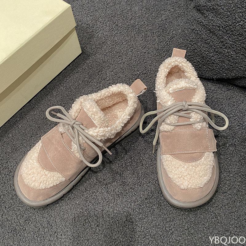 Autumn Winter New Women's Casual Cotton Shoes Retro  Lace Up Cold Resistant Warm Simple Comfortable Women's Shoes