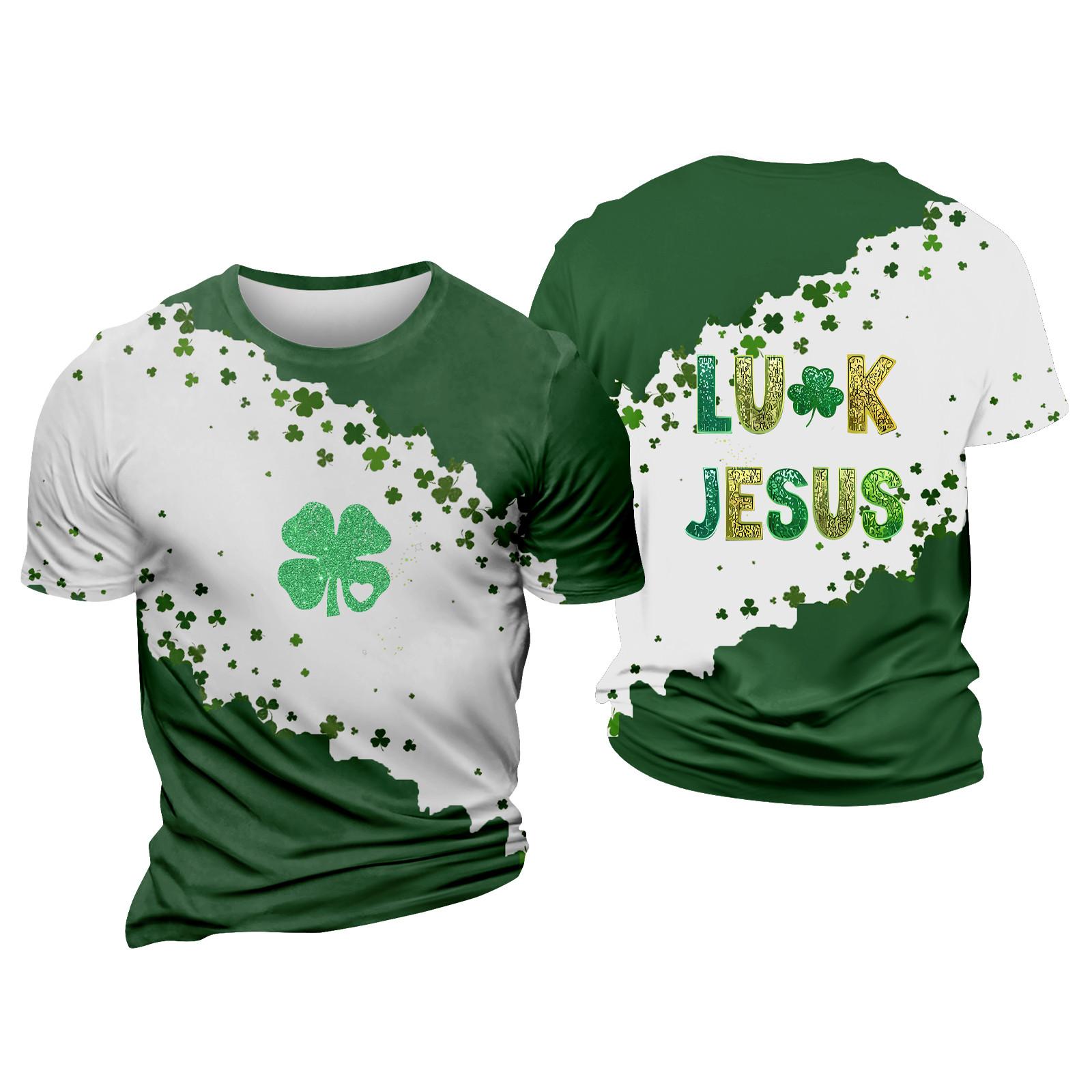 

улица. Принт ко Дню Патрика - мужская повседневная футболка с круглым вырезом и короткими рукавами XXL