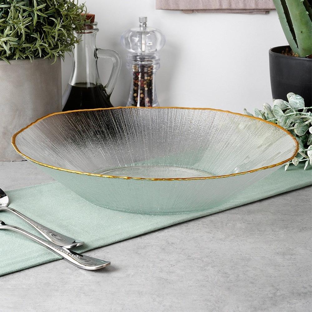 Gold glass salad bowl 29.5 cm, 1.6 l