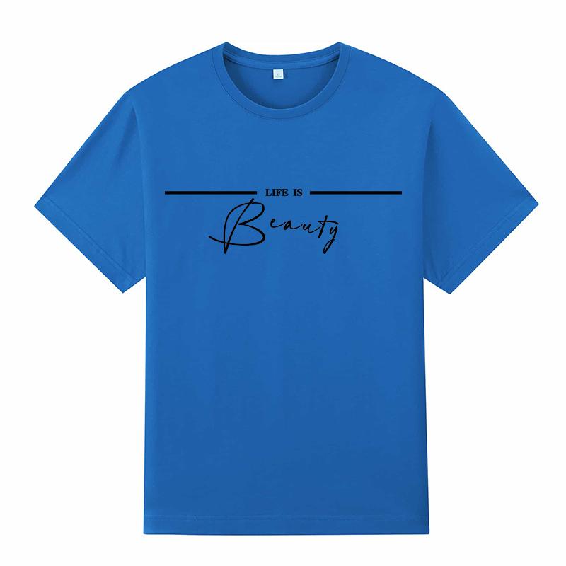 Módní potištěné ležérní dámské tričko s kulatým výstřihem, krátkým rukávem, bavlněná trička