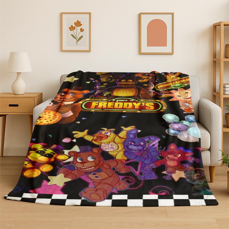 

Classic F-FNAF Horror Game Freddy Flannel Blanket Soft Warm Throw Blanket for Bedroom Living Room Bed Travel Camping Picnic 75x90cm
