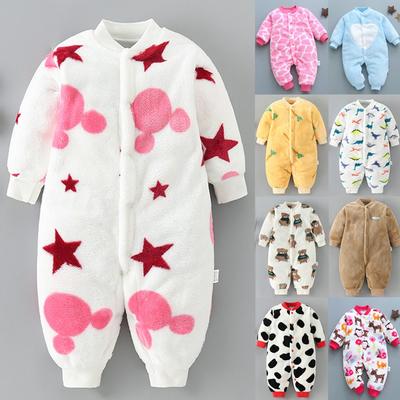 Baby Clothes Autumn and Winter Baby Bodysuit Ins Children's Pajamas Flannel Creeper Cartoon Suit