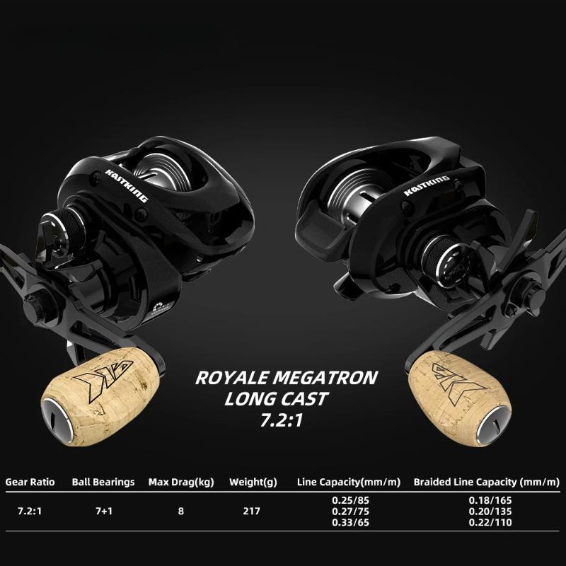 Portable Long Cast Baitcasting Reel 7.2:1 Gear Ratio Reel Freshwater Aluminum Spool 8 KG Drag Fishing Coil 7+1BB Aluminum Waterdrop Wheel Lure Reel