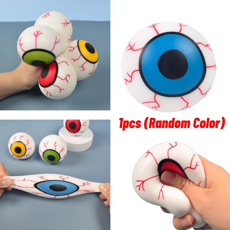 1pcs Stress Halloween Relief Eyeball Squeeze Spooky Ball Toy Pranks Random Color