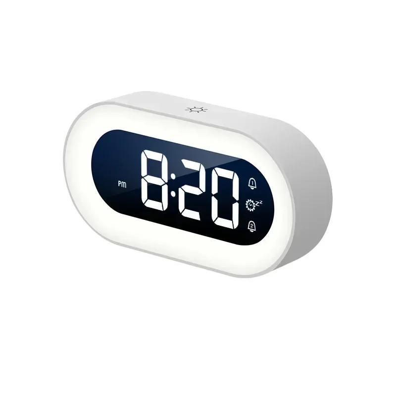 

Music LED Digital Alarm Clock Voice Control Night Light Design Desktop Clocks Home Table Decoration Children Gifts белый