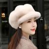 Elegant Plush Beret For Ladies Winter Warm Fleece Beret Fashionable Cloud Octagonal Hat Cold-Proof Woolen Women'S Winter Hat