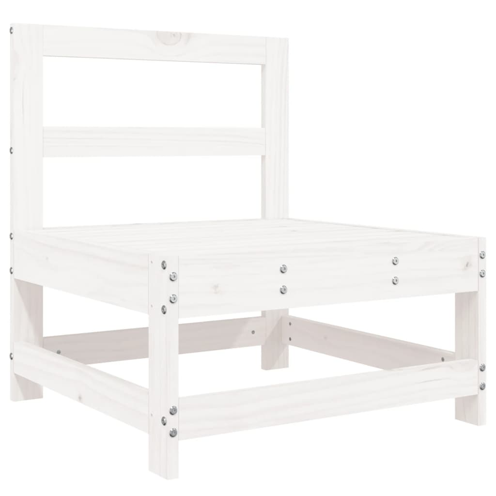 5 Piece Garden Sofa Set White Solid Pine Wood