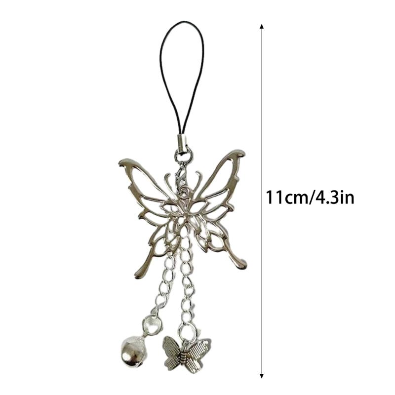Fashionable Butterfly Bell Pendant Keychain Unique Anime Keychain with Butterfly Bell Charm for Cosplay Enthusiasts