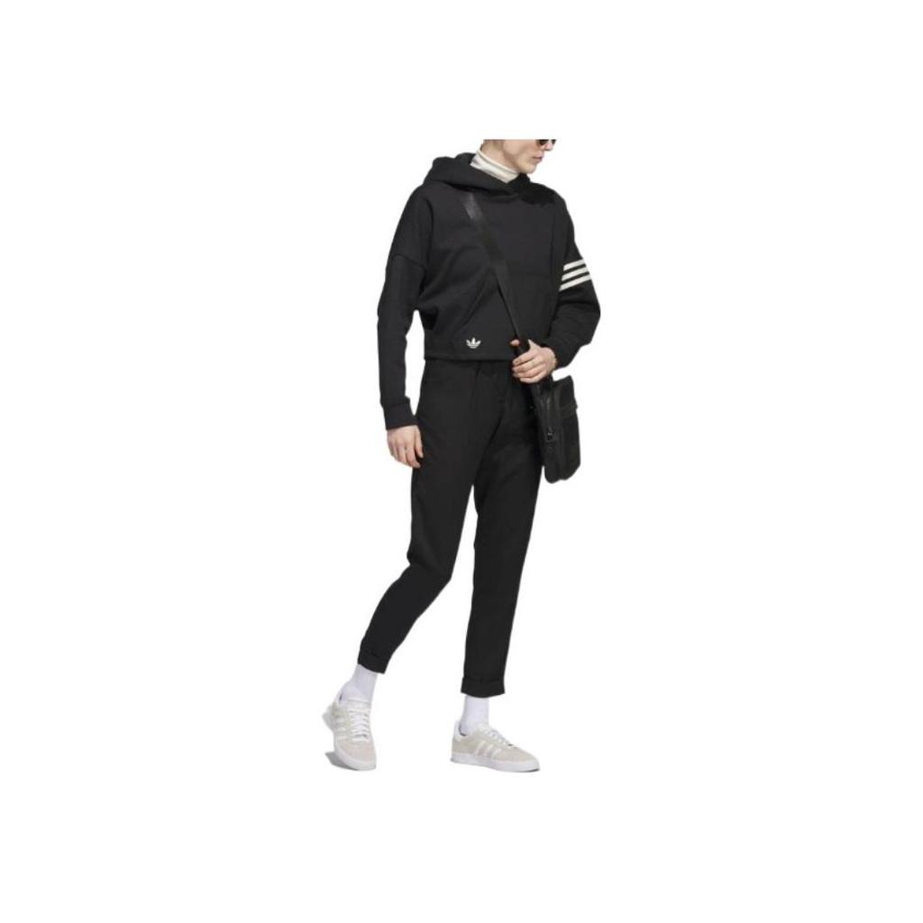 adidas Originals Campus 00s Trefoil Stripe Print Cropped Hoodie Women Black IB5922