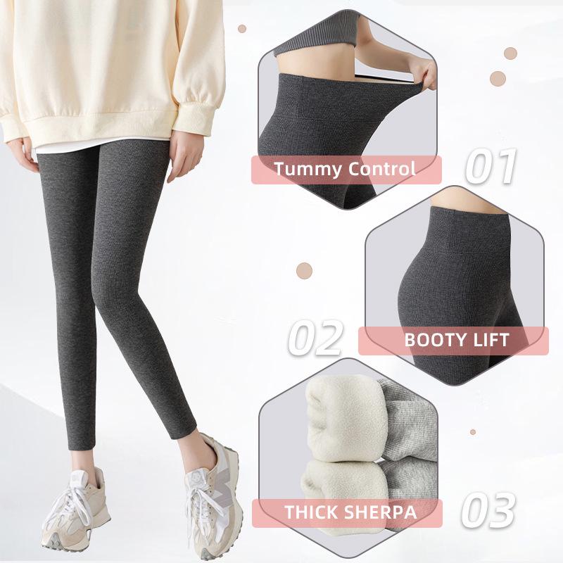High-Waisted Elastic Autumn/Winter Fitness Pants with Plus Velvet Thickness for Casual European & American Sports Style