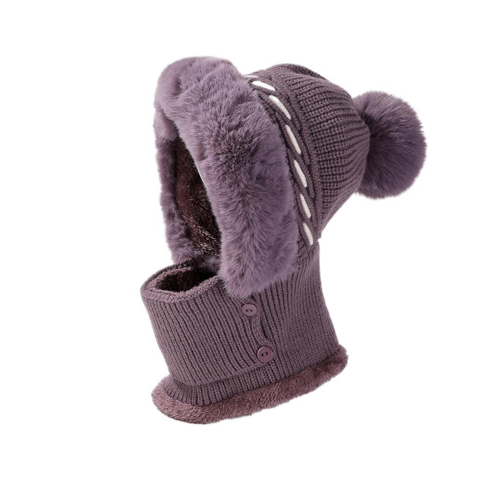 

Плюшевый шарф-шапка 2в1, ветрозащитный балаклава, простая зимняя шапка, набор масок для катания фиолетовый