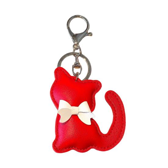 

Keychain Pendant Imitation Leather Simulated Cat Toy Shape Key Chain with Universal Lobster Clasp Bag Hanging Ornament красный