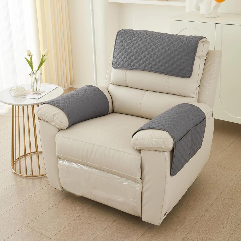 Sofa Armrest Towel Set 3 Pieces With Storage Pocket For Couch Chair Cushion Headrest And Armrest Cover Comfortable Soft Fabric Home Decor