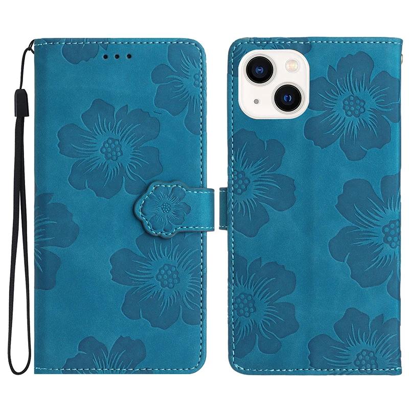 Butterflies Flowers PU Leather Case For iPhone 16 15 14 Plus 13 12 11 Pro Max X XR XS Max 10 Flip Wallet Cover Card Holder Strap
