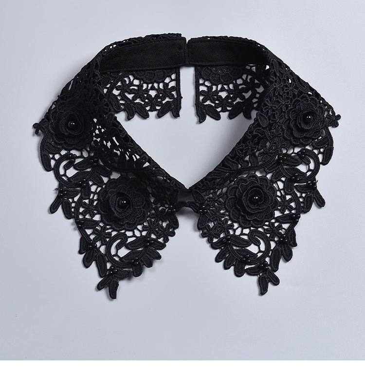 Fashion Beading Fake Collar For Women White Lace Hollow False Detachable Collar Lapel Shirt Tie Necklace Clothes Accessory