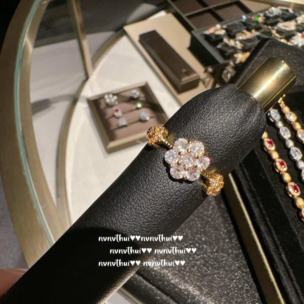 Italian Vintage Brushed Pigeon Egg Gem Bracelet Vintage Plated 18K Gold, Sunflower Zircon Bracelet