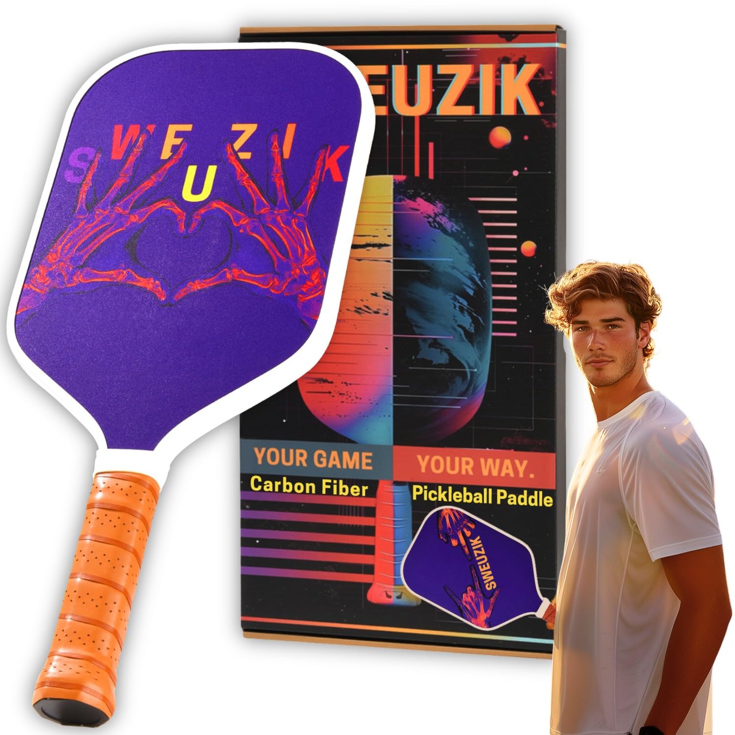 

SWEUZIK Carbon Fiber Pickleball Paddle Carbon Fiber Pickleball Paddle High Performance Matte Surface for Enhanced Control 16mm Carbon Fiber