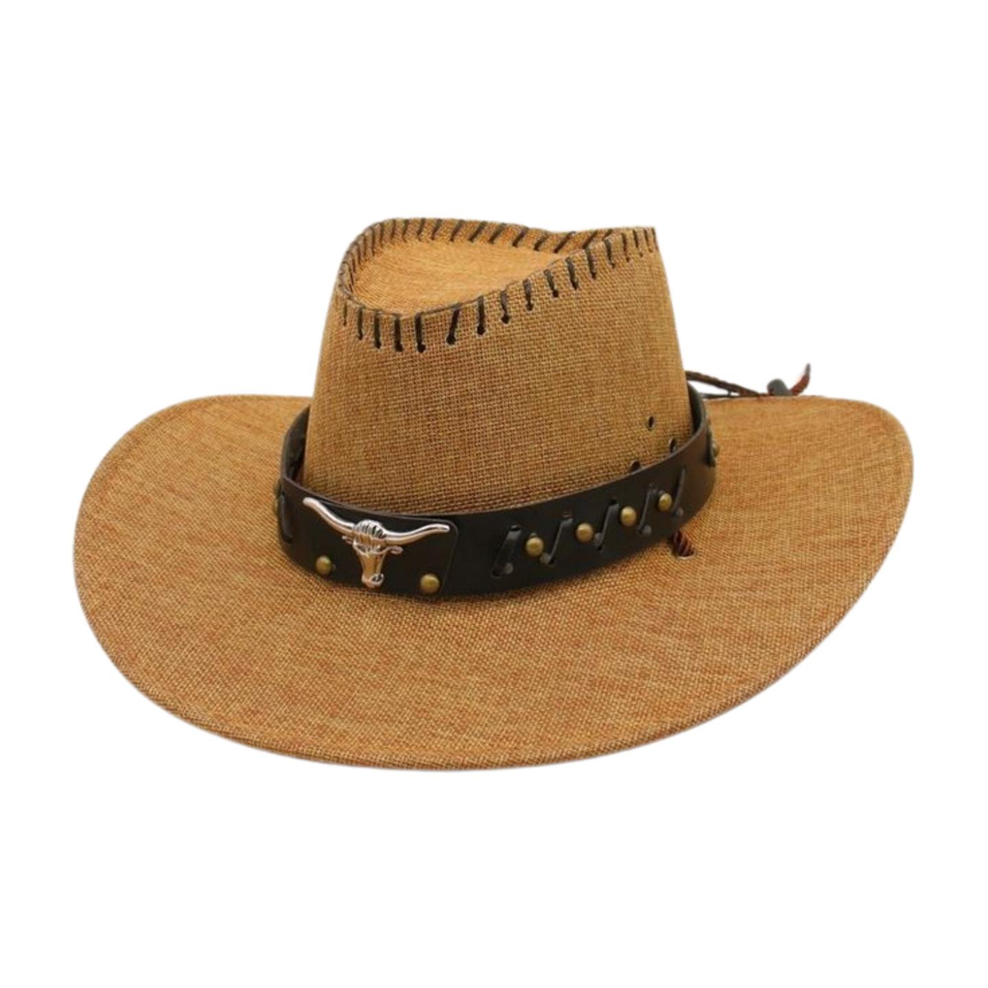 

Direct Supply Of Ethnic Bull Head Top Hat, High-End Western Cowboy Hat, Thin Big Brim Sunscreen Hat One size fits all [western cow]