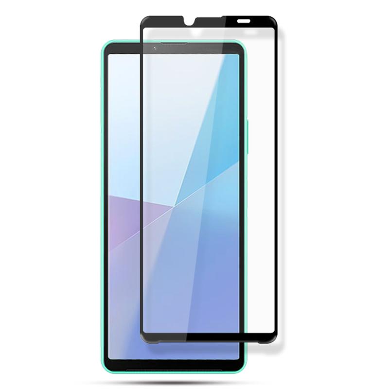 AMORUS For Sony Xperia 10 VI Tempered Glass Screen Protector Full Glue Silk Printing Edge,Black