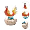 7" X 5" 11.8" Chinese Traditional Feng Shui Fish Sculpture Tabletop Decor for Shelves Nightstand