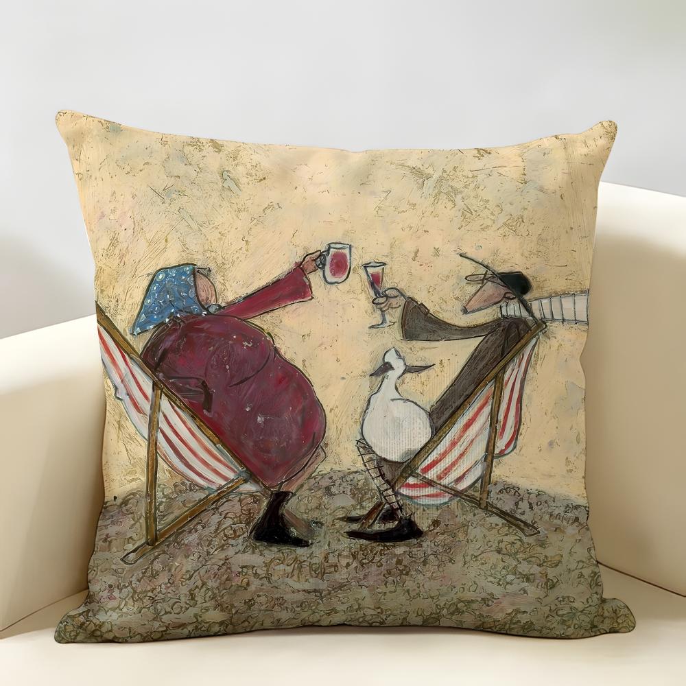 SSam Toft Art Retro Cushion Cover Natural Linen Organic Fabric DoubleSided Printing Room Sofa Decor Pillow Case