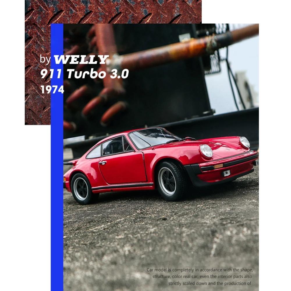 Welly 1/24 1974 Porsche 911 Turbo 3.0 Alloy Sports Car Model Diecast Metal Toy Vehicle Simulation Collection Kids Ornament Gifts