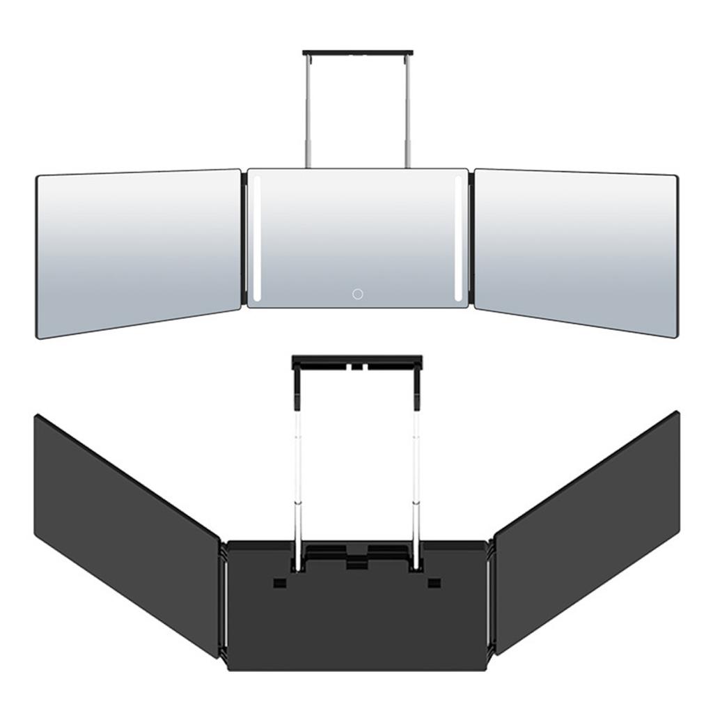 3 Way Makeup Mirror 360 Degree Cosmetic Mirror with Led Light Hair Dressing Mirrors Trifold Mirror For Hair Cutting Tools