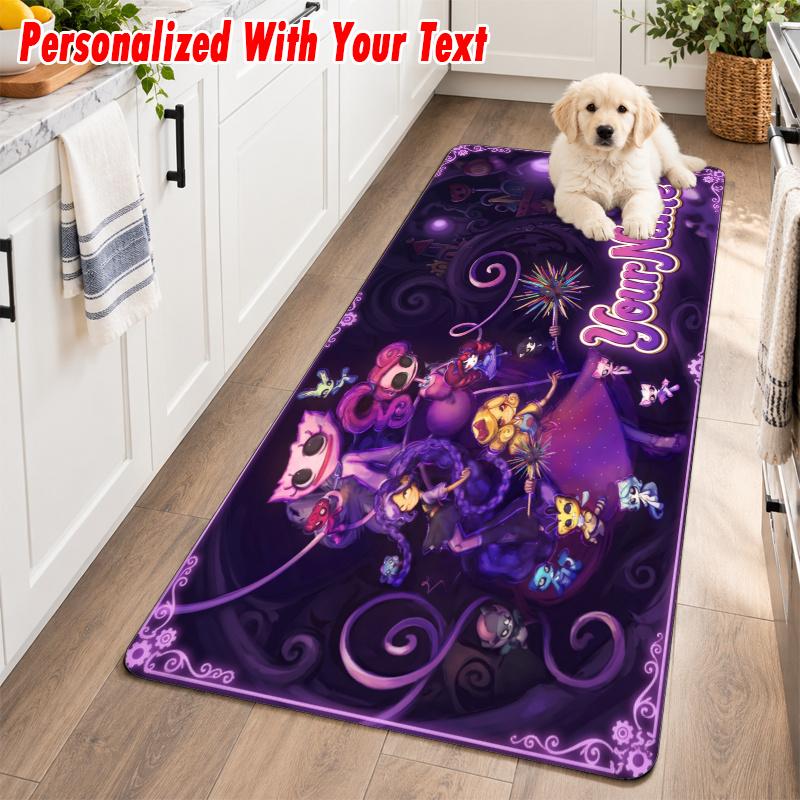 Poppy Playtime Custom Text Flannel Floor Rug Soft Kitchen Mat Personalized Non Slip Carpet