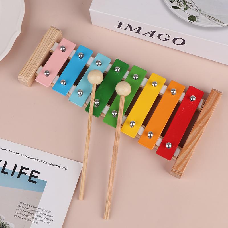 8 Keys Xylophone Toy Hand Knocking Glockenspiel Colorful Aluminum Plate Piano With Wooden Mallets Kids Musical Instrument Gift