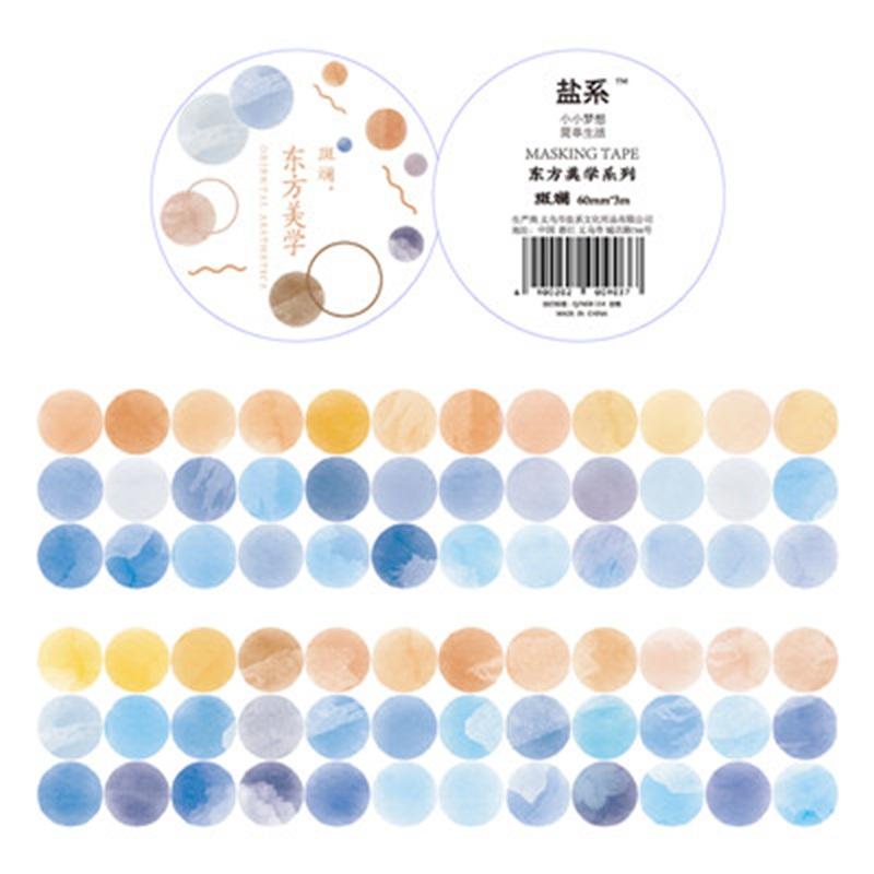 1 Roll Watercolor Polka Dot Sticker Junk Journaling Accessories Scrapbooking DIY Color Label Washi Sticker Stationery Suit