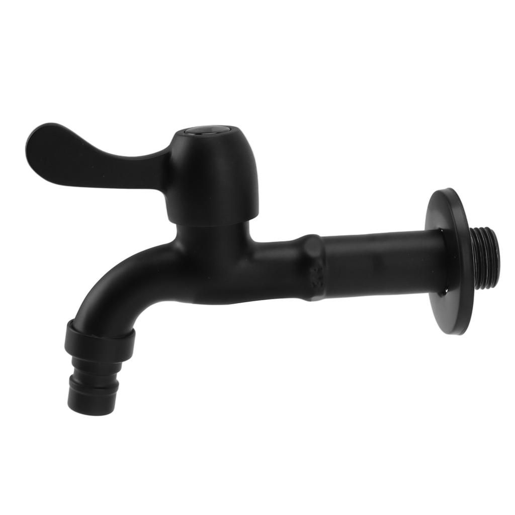 Water Faucet 304 Stainless Steel G1/2 Caliber Wall Mounted Long Style Single Cold Water Tap Black