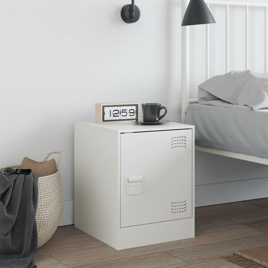 Nightstand White 34.5 x 39 x 44 cm Steel