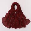 Pearl Chiffon Starry Bow Rhinestone Long Scarf Muslim Women Headscarf