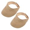2X Ladies Anti-Uv Roll Up Sun Visor Hat Women Straw Raffia Sun Visor Caps