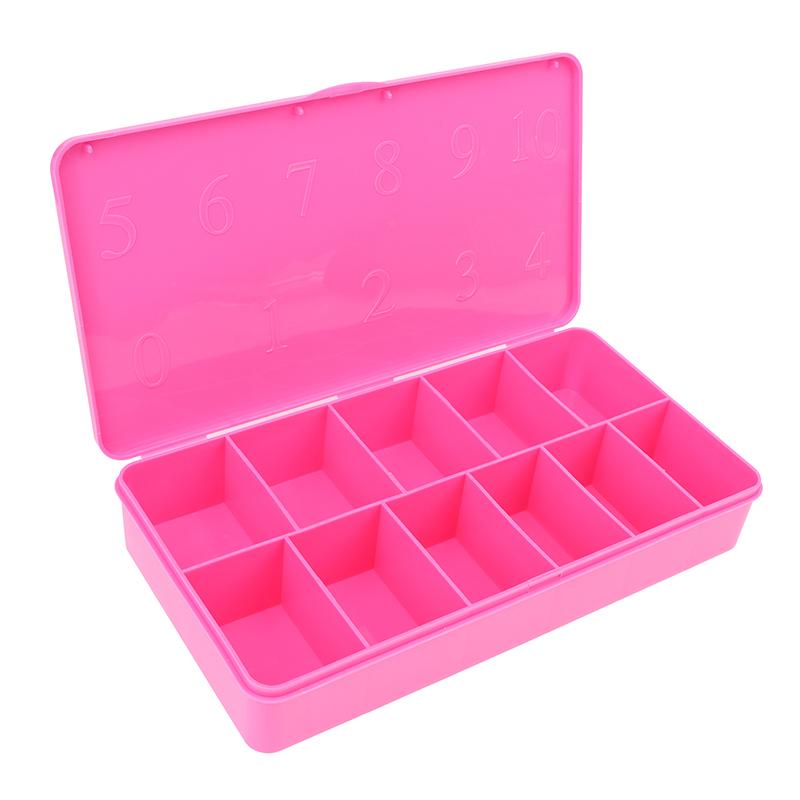Fake 2 Size Nail Box Nail Tip Empty Box Multicolour Nail Art Case Container Box Acrylic Storage Case 11 Grids Tool