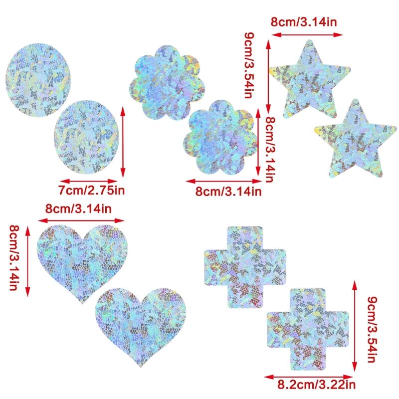 20 Pairs Women Sexy Self Adhesive Nipple Covers Colorful Ice Crack Pattern Disposable Breast Stickers Pasties Sticky Bra
