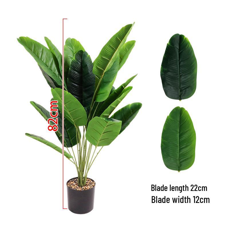 Simulation Traveler's Palm and Bird of Paradise Evergreen Large Potted Plant, 24 Heads, Indoor Floor Standing Bonsai