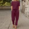 Women Summer Outfit 2 Piece Set Blouse and Trousers