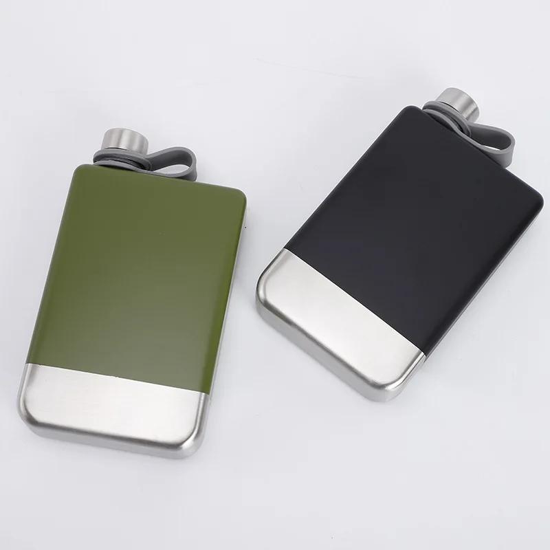 Brand New 304 Food Grade Stainless Steel Paint Outdoor Portable Flat Rectangular Hip Flask Personalized Creative Gift