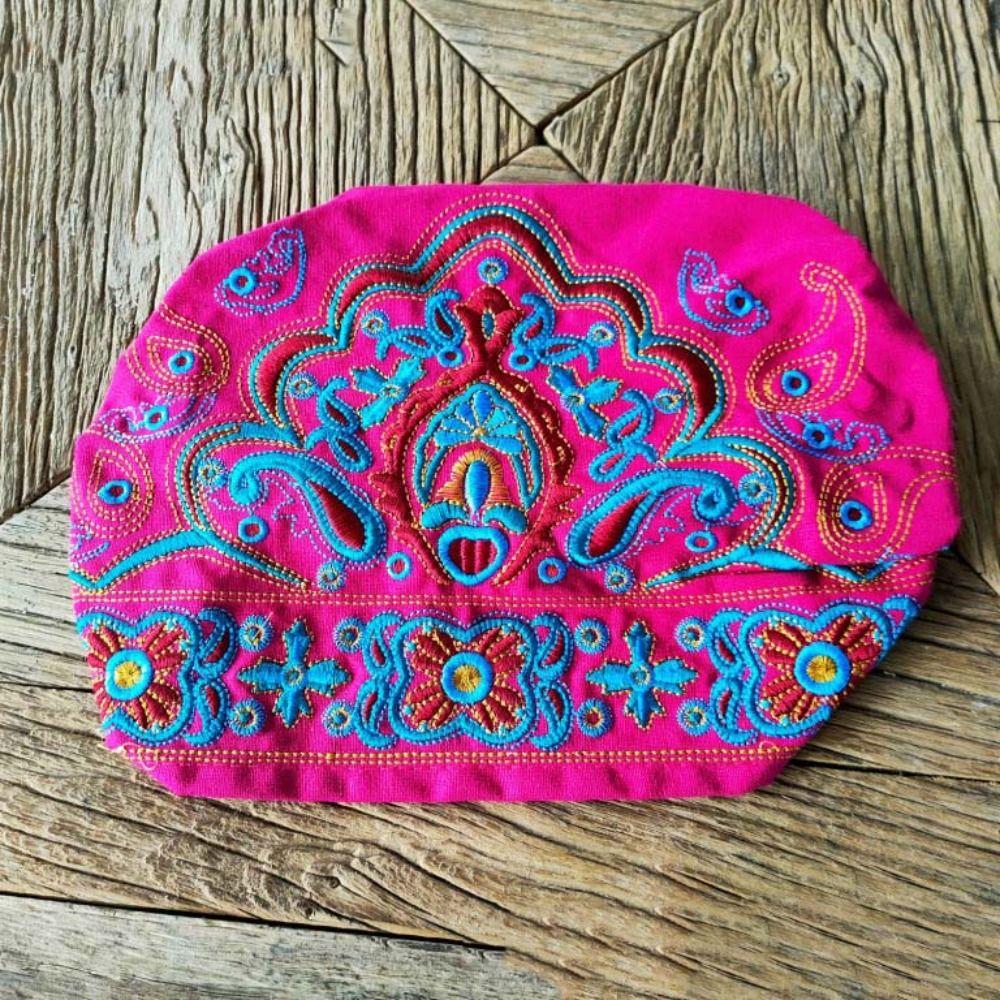 Embroidery Flower Beanies Cap Cashew Flower Canvas Cold Cap Ethnic Style Skullies Hat  Streetwear