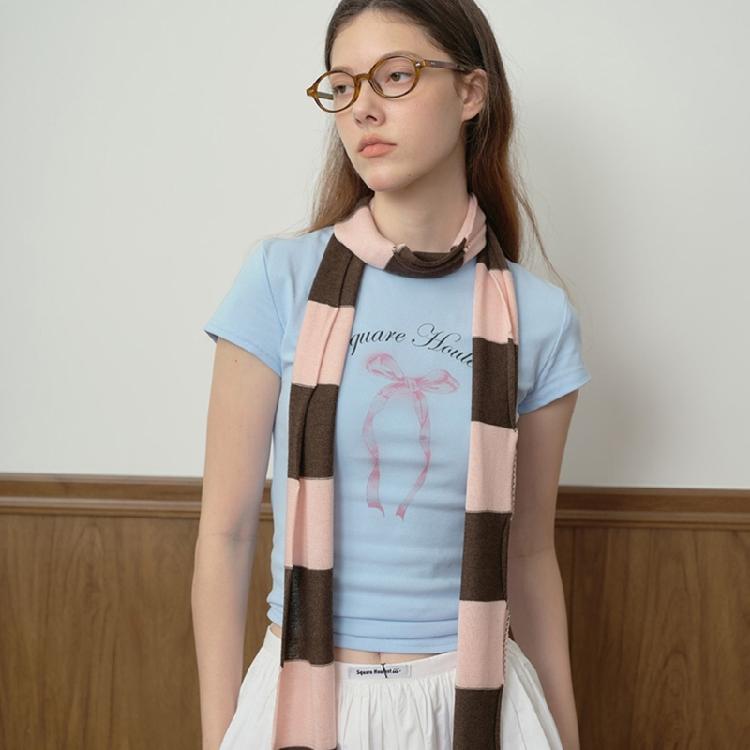 Stripe Pattern Scarf for Women Autumn Thin Scarves Female Camping Shopping Scarf