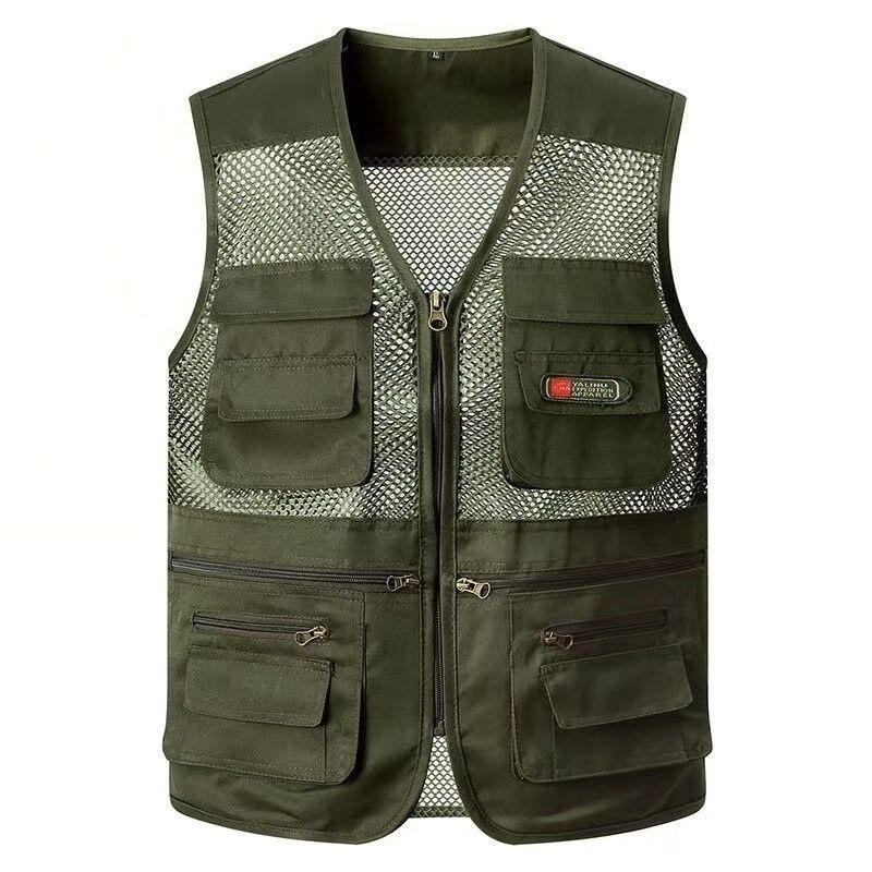 Chaleco de Malla Camuflado de Verano para Hombre con Múltiples Bolsillos Transpirable para Fotografía y Pesca