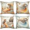 2D flat printing Girls with Flowers Design Decorative Throw Pillows Polyester pillowcase, sofa decorative cushion cov