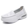 Women Genuine Leather Wedges Casual Shoes Loafers Soft Nurse Work Shoes Breathable Comfortable Non-slip White Nursing Shoes