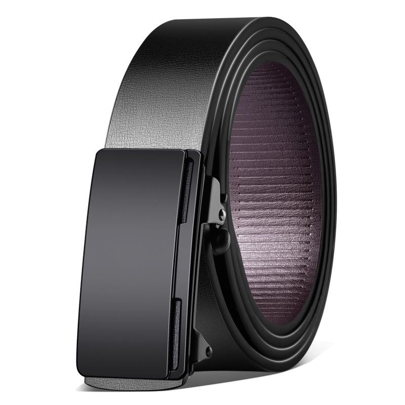 Men s Belt Inside The Toothless Automatic Buckle Belt for Men s Fashionable and Versatile Business Trousers 120cm