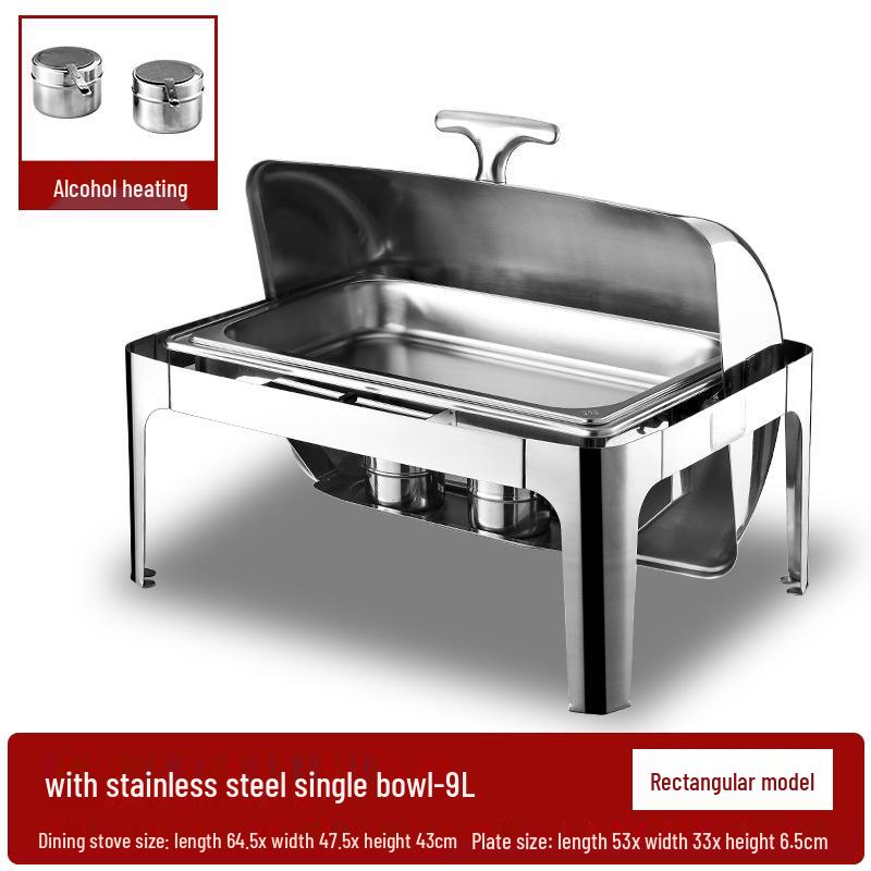 Gold-Plated Stainless Steel Buffet Warmer with Full Lid and Visible Insulation