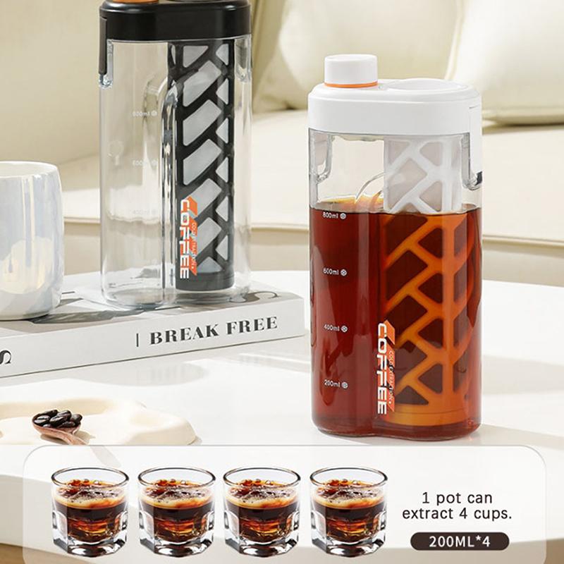800ML Manual Cold Brew Coffee Maker Press Type Iced Tea Infuser Pitcher With Removable Filter Summer Portable Coffeeware Pot